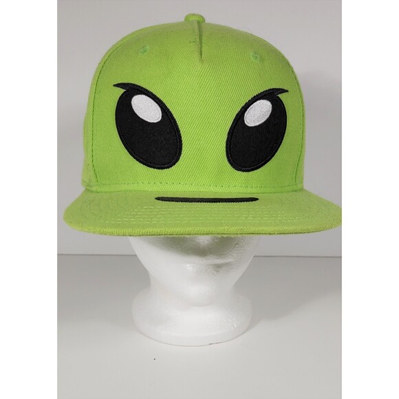 Green Alien Snapback Hat EMOJI One 2017 Novelty Stylized UFO Extraterrestrial - Picture 2 of 6